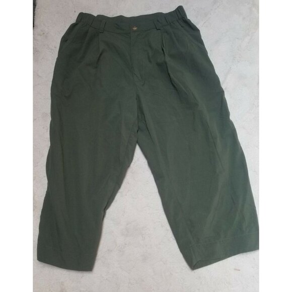 Early Winters Womens Medium High Rise Pleated Cropped Capri Pants Green Casual - Picture 1 of 7
